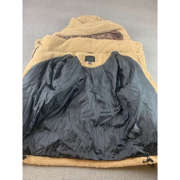 Sanctuary Sherpa Hooded Puffer Jacket Size M Teddy Bear Coat Faux Fur Tan - Picture 3 of 12